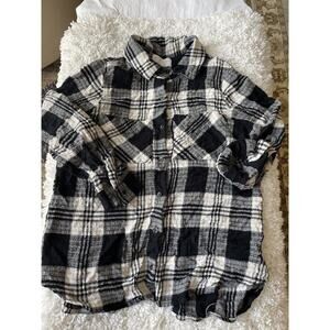 Bella Dahl Girl Sz. 12 Black & White Checkered Button Up. Soft, Exc. Quality